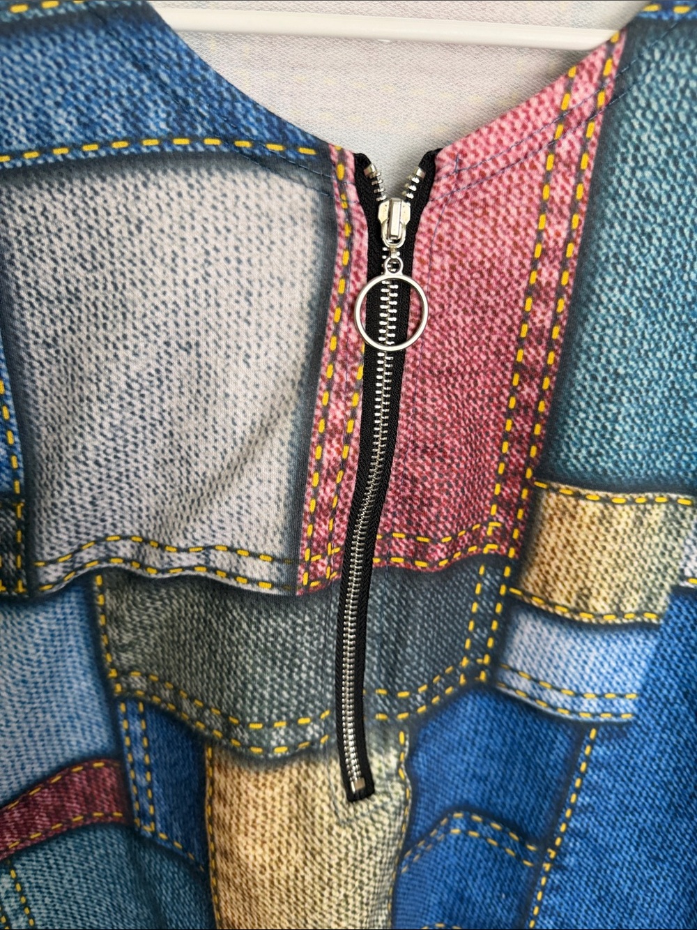 Colorblock Patchwork Half-Zip Top - Multicolor - Picture 5 of 9
